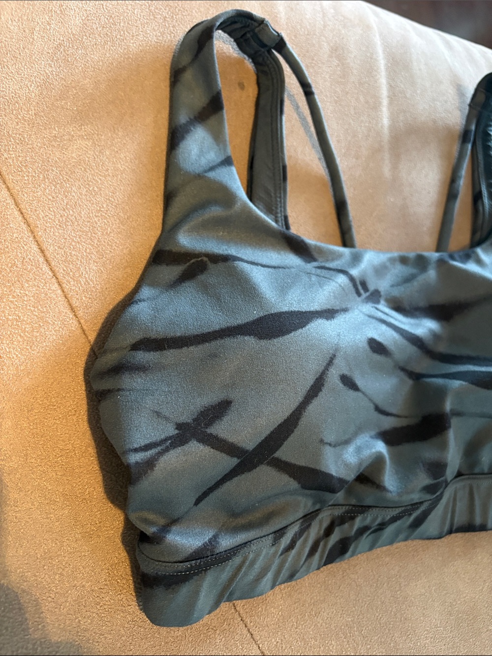Athleta Olive Green and Black Printed Sports Bra - Picture 7 of 9